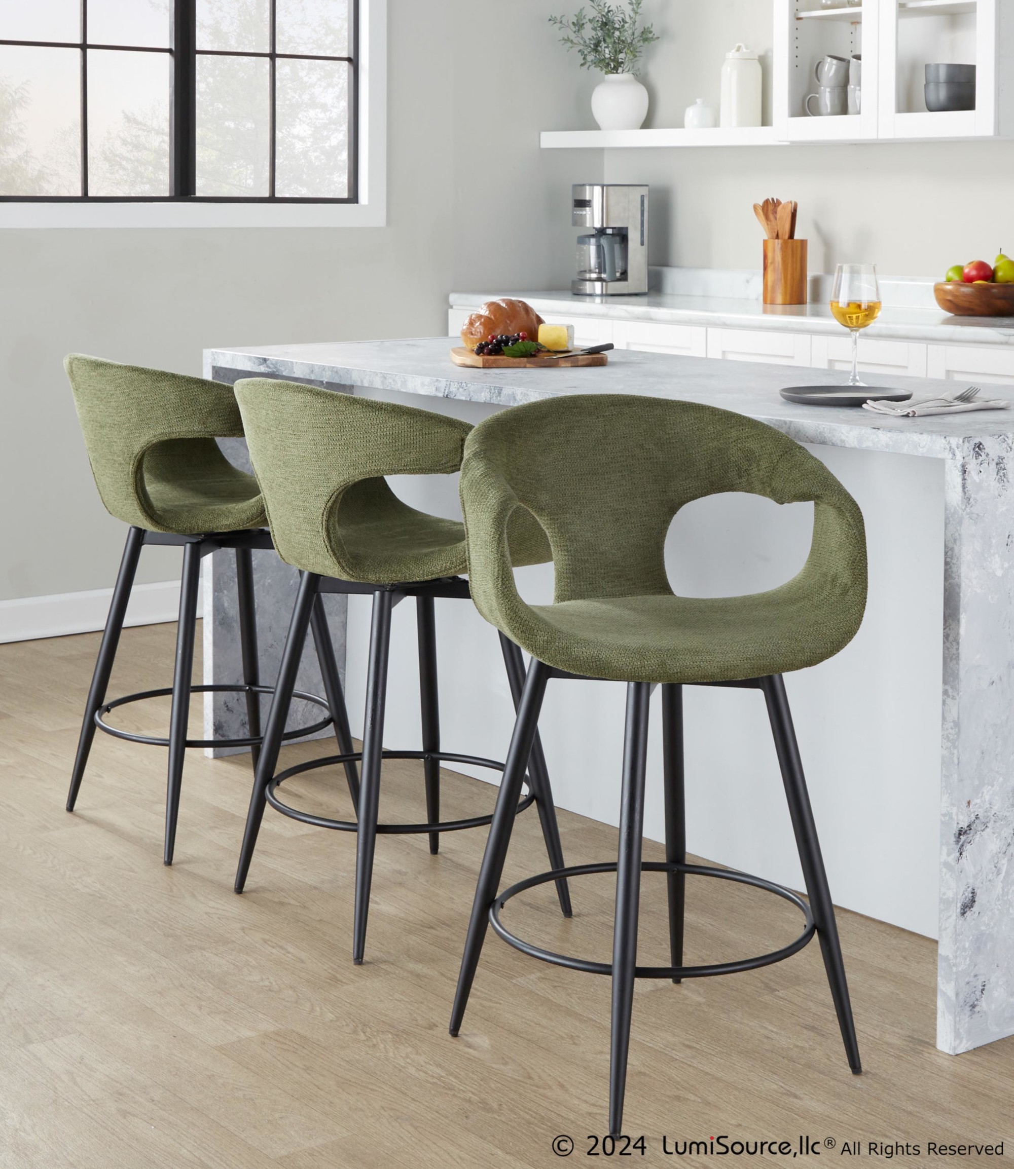 Curva 25" Fixed-height Counter Stool - Set Of 2